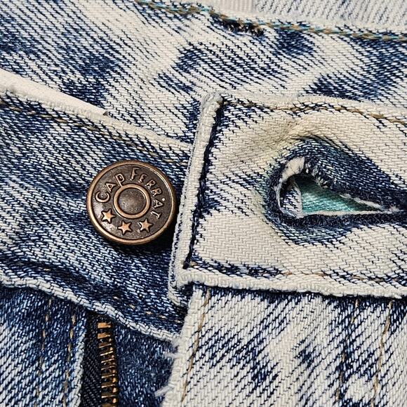 80s Acid Wash Cap Ferrat Denim Blue Jean Pink Blue High Waisted Mom Jeans Size 7 - Picture 7 of 13